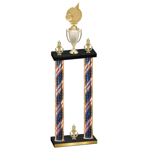 Double Flag USA Victory Volleyball Trophy