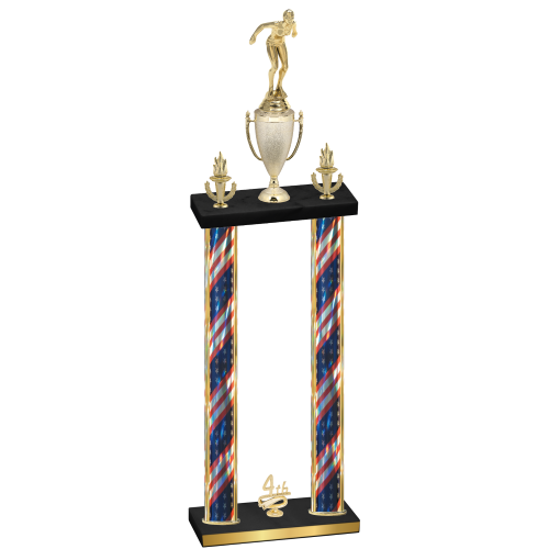 Double Flag USA Fourth Place Tennis Trophy