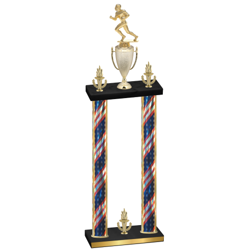 Double Flag USA Victory Football Trophy
