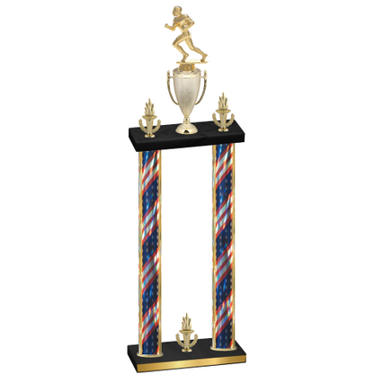 Double Flag USA Victory Football Trophy
