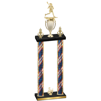 Double Flag USA Third Place Lacrosse Trophy