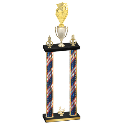 Double Flag USA Third Place Pickleball Trophy