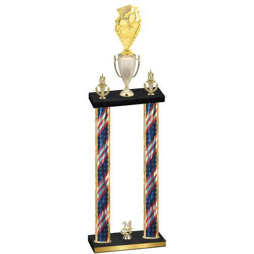 Double Flag USA Year Pickleball Trophy