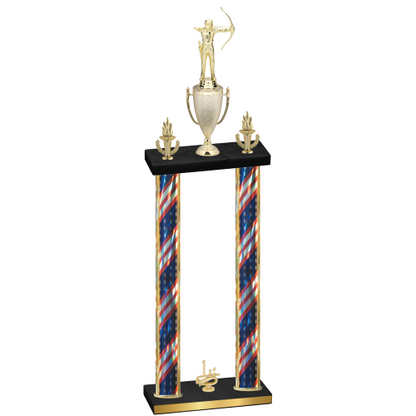 Double Flag USA First Place Archery Trophy