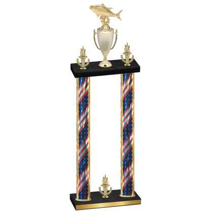 Double Flag USA Victory Fishing Trophy