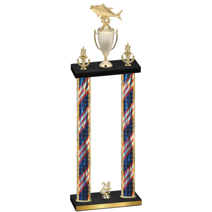 Double Flag USA Year Fishing Trophy