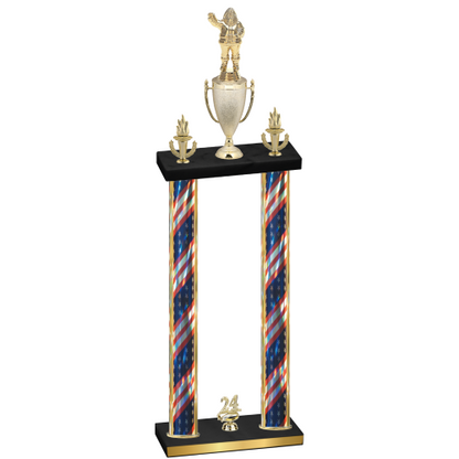 Double Flag USA Year Holiday Trophy