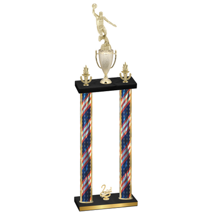 Double Flag USA Second Place Basketball Trophy