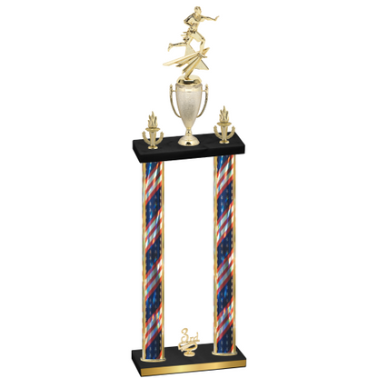 Double Flag USA Third Place Flag Football Trophy