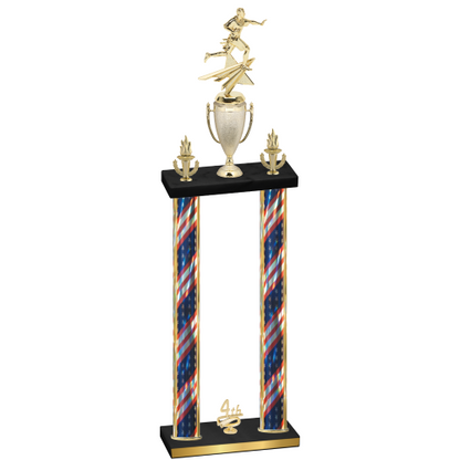 Double Flag USA Fourth Place Flag Football Trophy