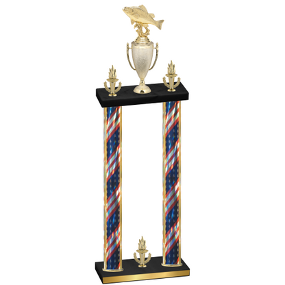 Double Flag USA Victory Fishing Trophy