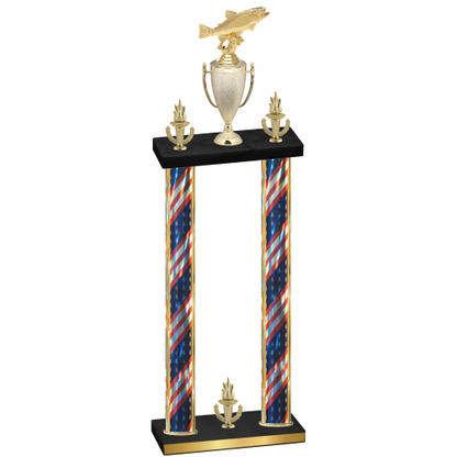 Double Flag USA Victory Fishing Trophy