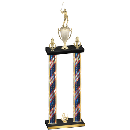 Double Flag USA Fourth Place Golf Trophy