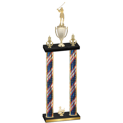 Double Flag USA Third Place Golf Trophy