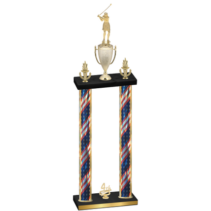 Double Flag USA Fourth Place Golf Trophy