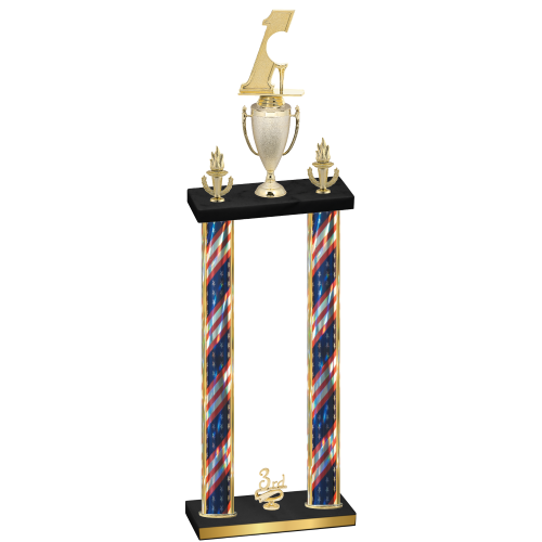 Double Flag USA Third Place Golf Trophy