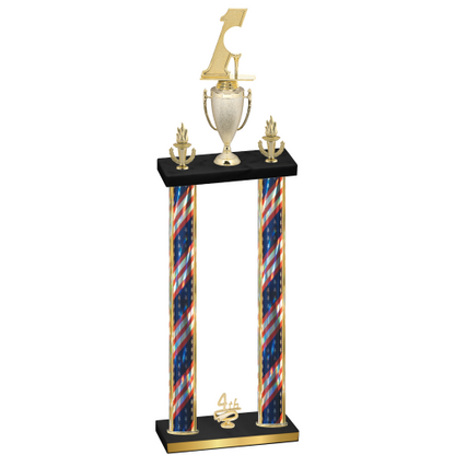 Double Flag USA Fourth Place Golf Trophy
