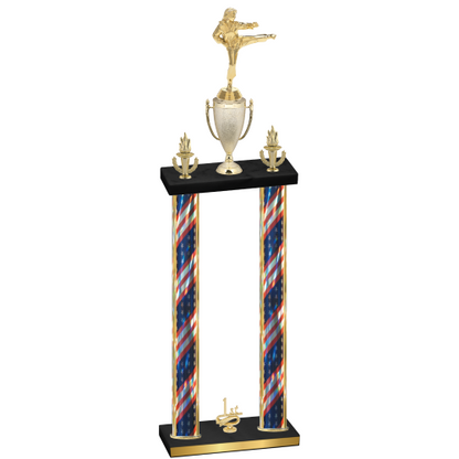 Double Flag USA First Place Karate Trophy