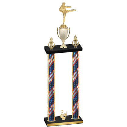 Double Flag USA Second Place Karate Trophy