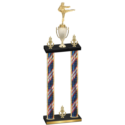 Double Flag USA Victory Karate Trophy