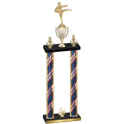 Double Flag USA Third Place Karate Trophy
