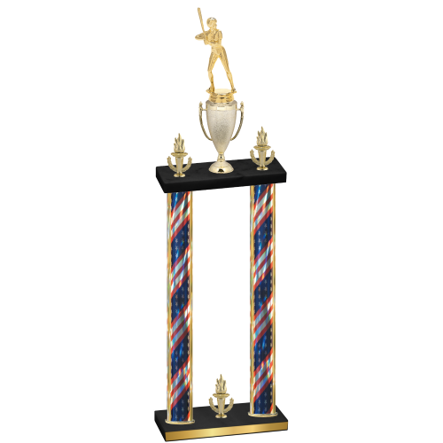 Double Flag USA Victory Softball Trophy