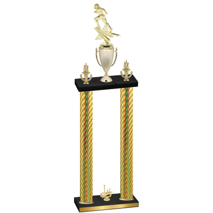 Double Gold Carbon Fiber First Place Football Trophy