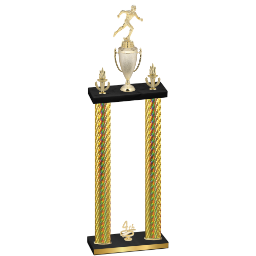 Double Gold Carbon Fiber Fourth Place Running Trophy
