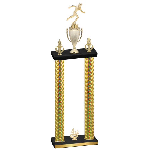 Double Gold Carbon Fiber Fourth Place Running Trophy