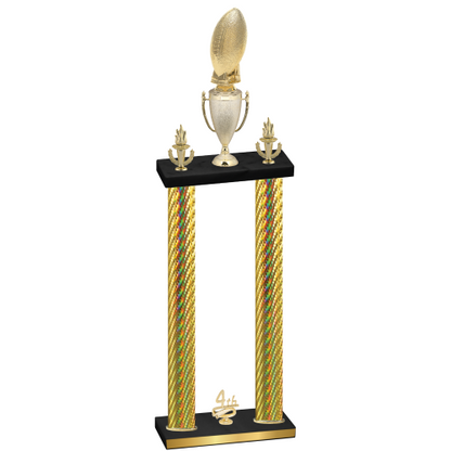 Double Gold Carbon Fiber Fourth Place Football Trophy
