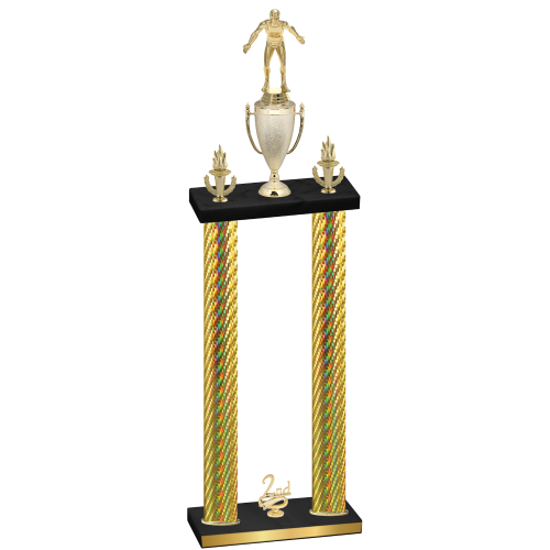 Double Gold Carbon Fiber Second Place Wrestling Trophy