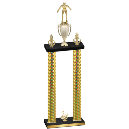 Double Gold Carbon Fiber Second Place Wrestling Trophy