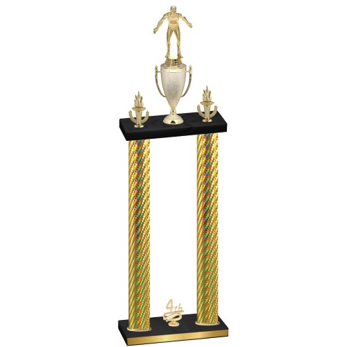 Double Gold Carbon Fiber Fourth Place Wrestling Trophy