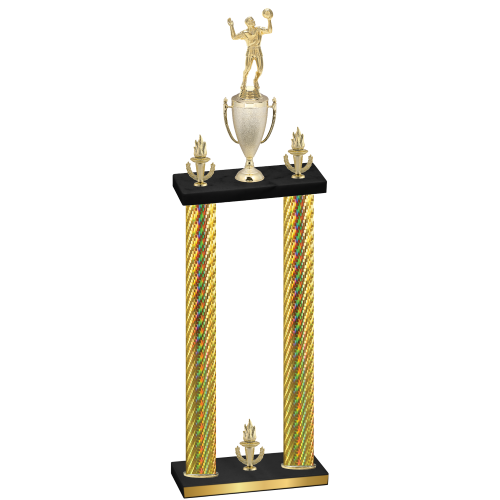 Double Gold Carbon Fiber Victory Volleyball Trophy