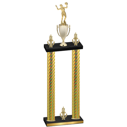 Double Gold Carbon Fiber Victory Volleyball Trophy