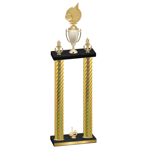 Double Gold Carbon Fiber First Place Volleyball Trophy