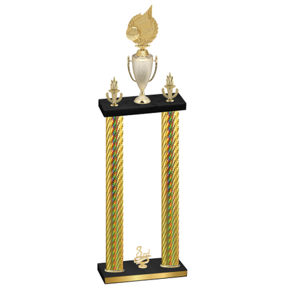 Double Gold Carbon Fiber Third Place Volleyball Trophy