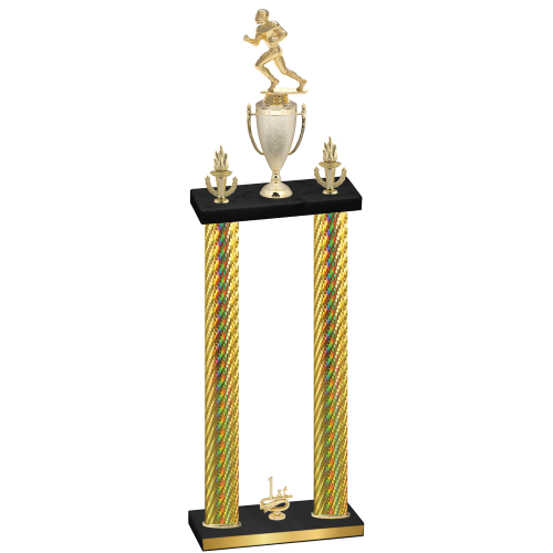 Double Gold Carbon Fiber First Place Football Trophy