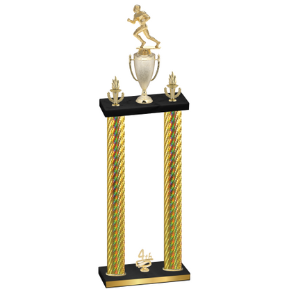 Double Gold Carbon Fiber Fourth Place Football Trophy