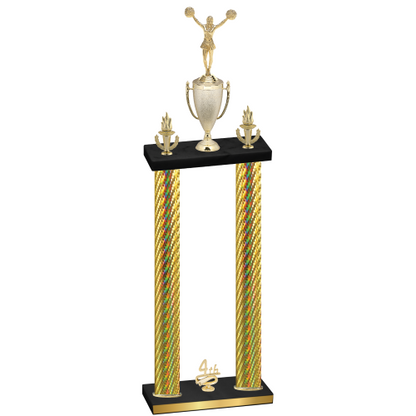 Double Gold Carbon Fiber Fourth Place Cheerleading Trophy