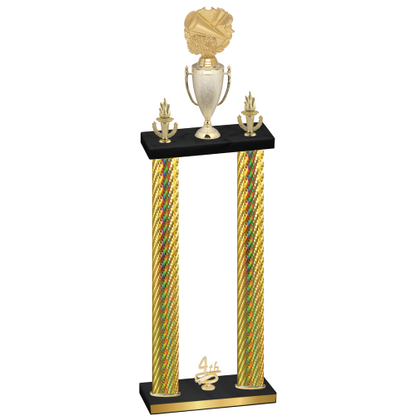 Double Gold Carbon Fiber Fourth Place Cheerleading Trophy