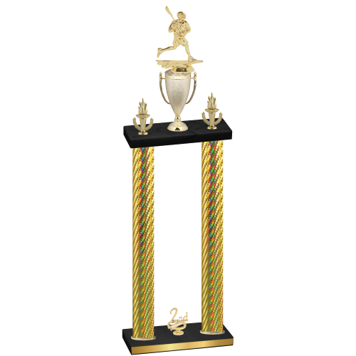 Double Gold Carbon Fiber Second Place Lacrosse Trophy