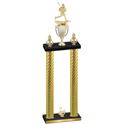 Double Gold Carbon Fiber Second Place Lacrosse Trophy
