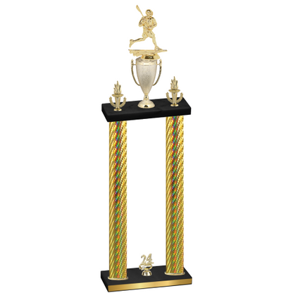 Double Gold Carbon Fiber Year Lacrosse Trophy