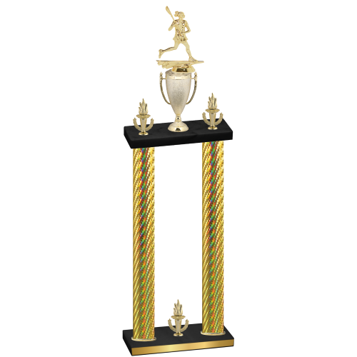 Double Gold Carbon Fiber Victory Lacrosse Trophy