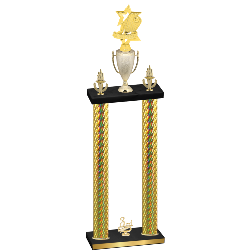 Double Gold Carbon Fiber Third Place Pickleball Trophy