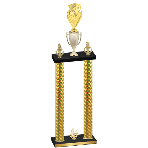 Double Gold Carbon Fiber Fourth Place Pickleball Trophy