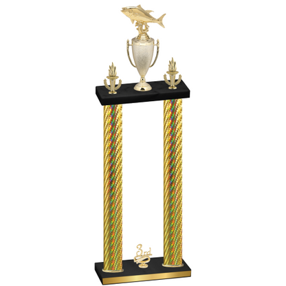 Double Gold Carbon Fiber Third Place Fishing Trophy