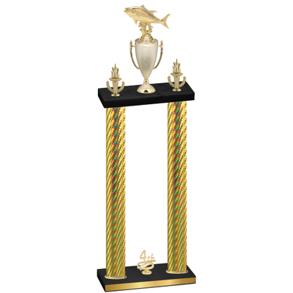 Double Gold Carbon Fiber Fourth Place Fishing Trophy