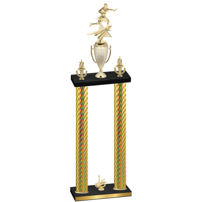 Double Gold Carbon Fiber First Place Flag Football Trophy